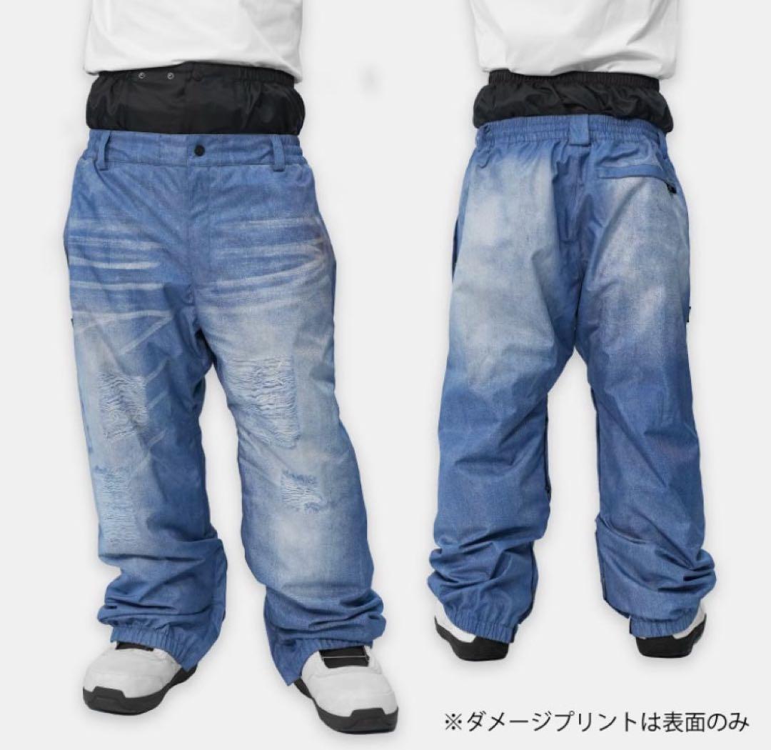 スノーボードウェアパンツデニム風プリント