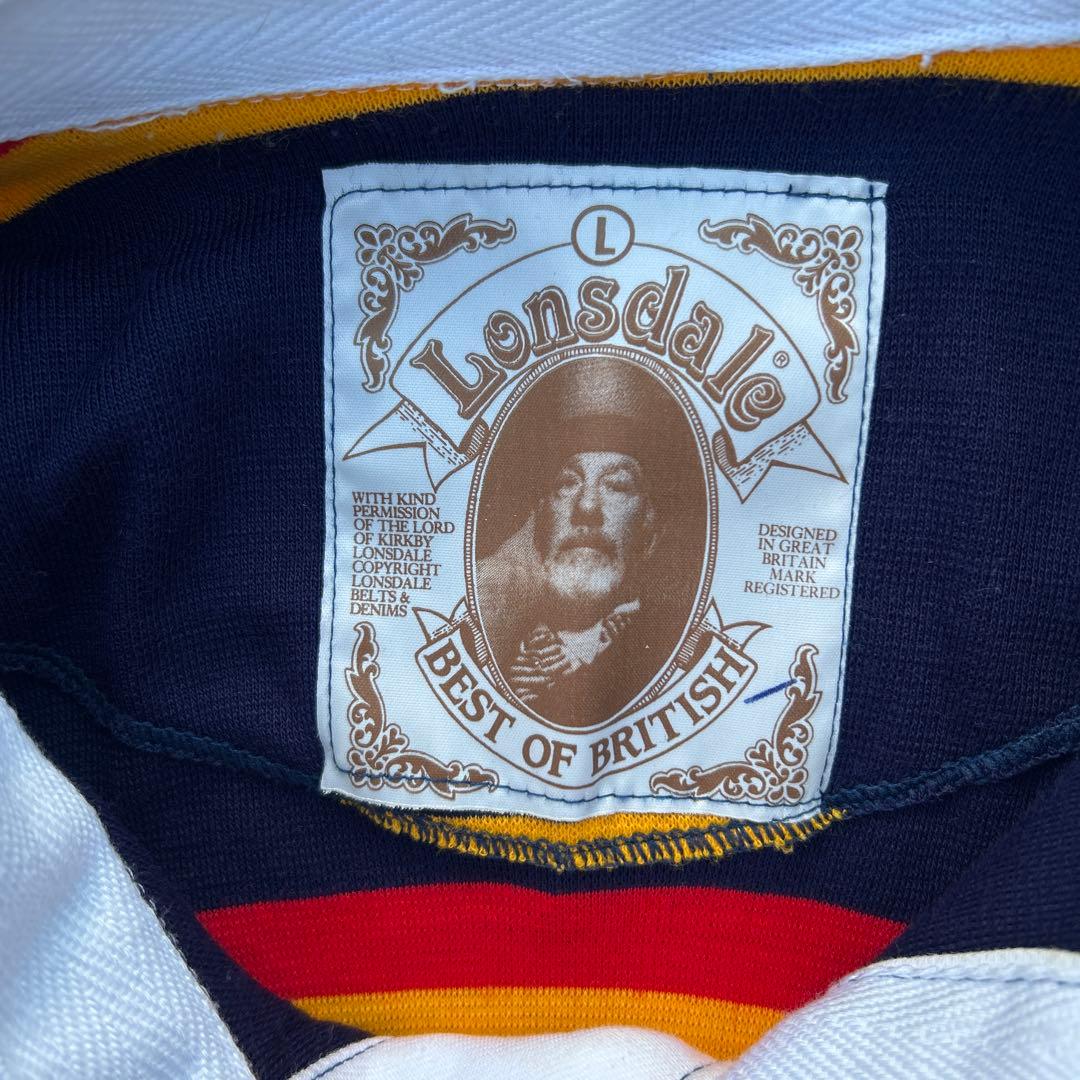 90s lonsdale ラガーシャツ　ボーダー　短丈　メンズ　古着