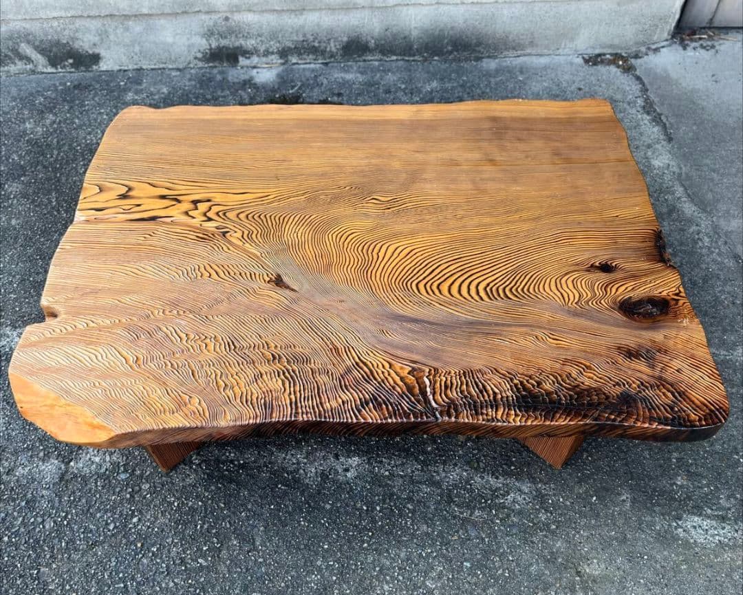 秋田杉細工／ 一枚板／座卓／ローテーブル／天然木 約127cm×95cm