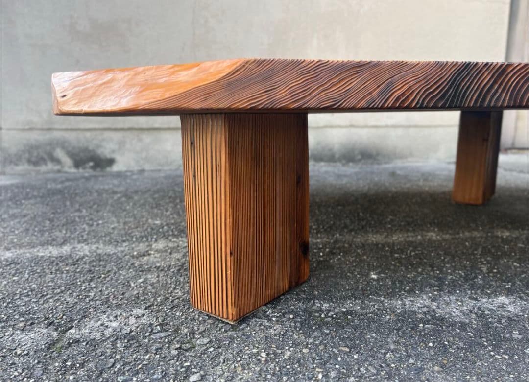 秋田杉細工／ 一枚板／座卓／ローテーブル／天然木 約127cm×95cm