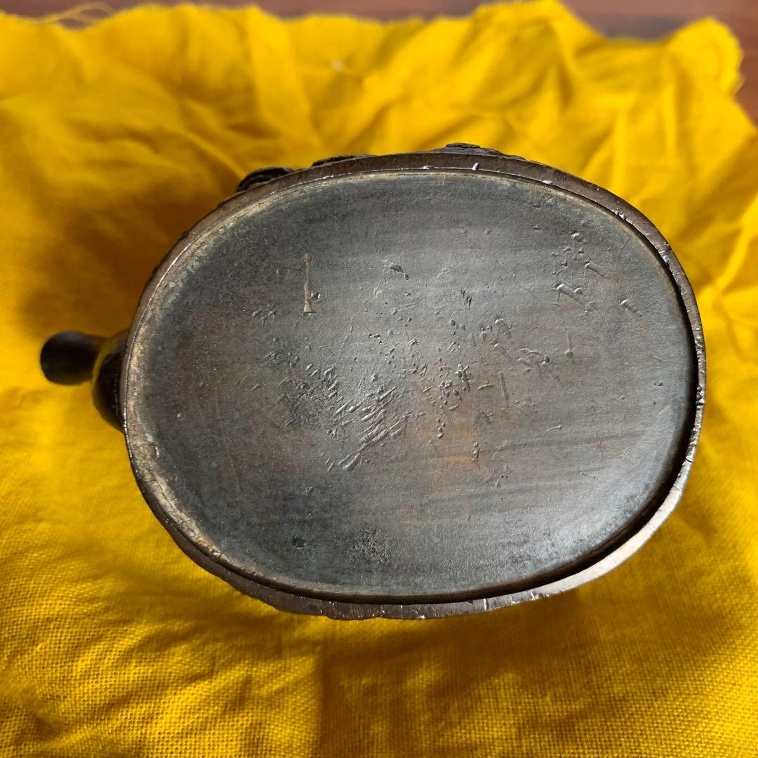 古銅　獅子地紋水滴