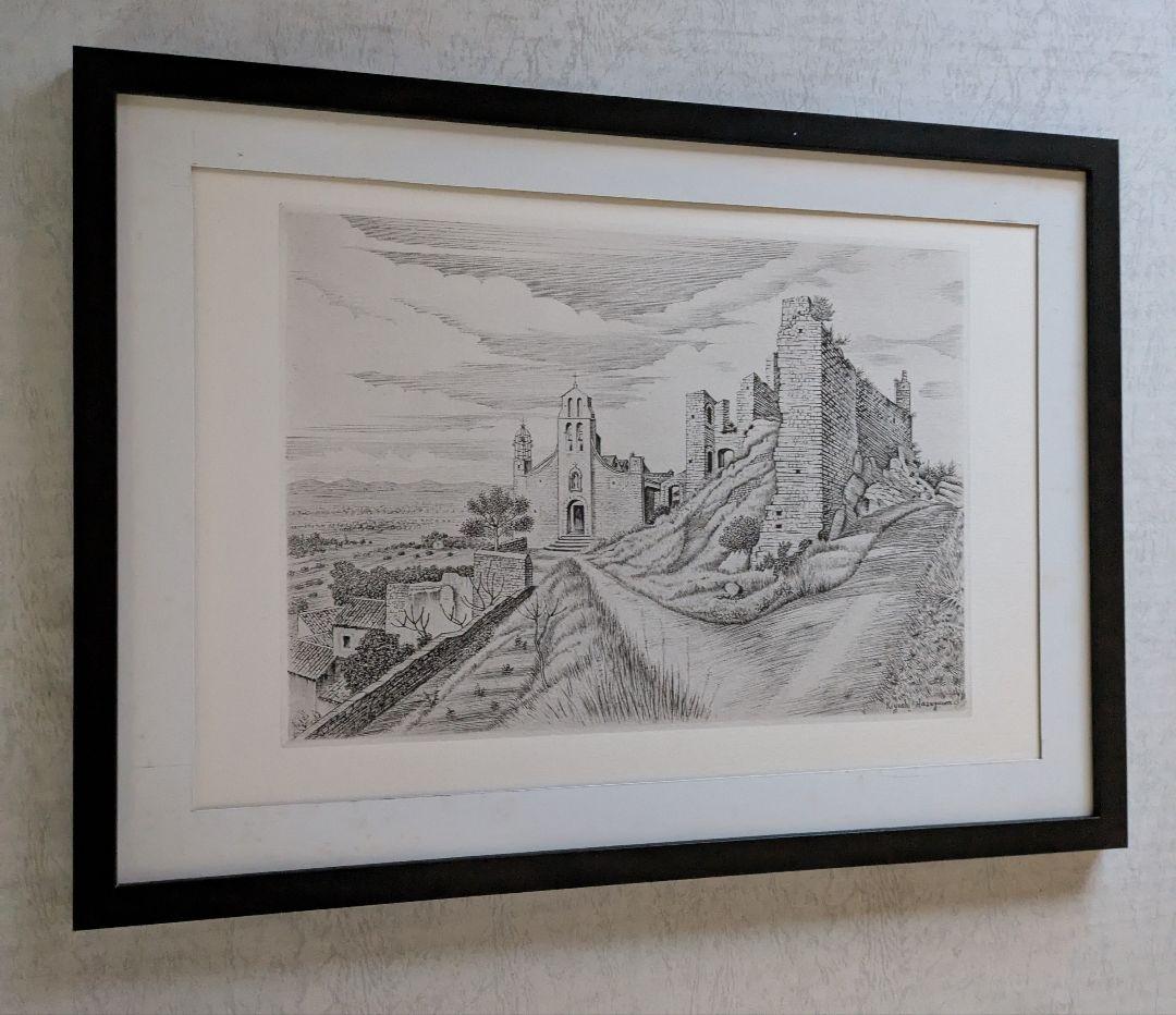 h長谷川潔の500部限定作品 「ジゴングの古寺」真作保証