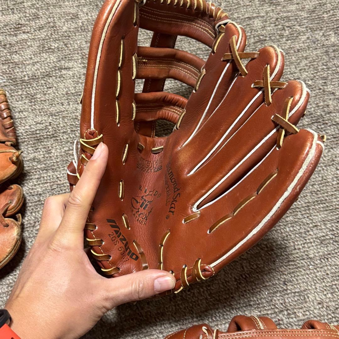 Mizuno ブラウンレザーグローブ 4点