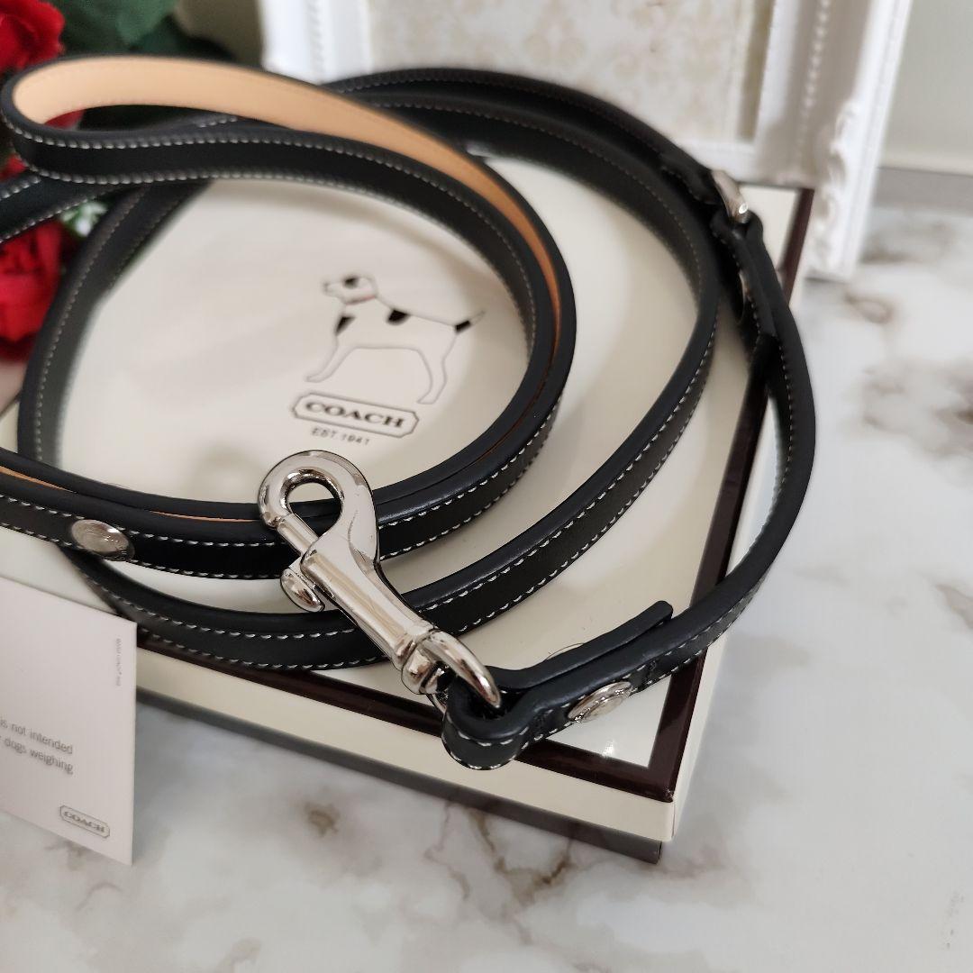 新品　COACH　コーチ　犬　リード　スモール　小型犬　ブラック　レザー　高級