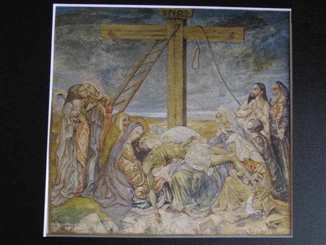 藤田嗣治、【十字架降下】、希少な限定額装用画集画、新品高級額 額装付