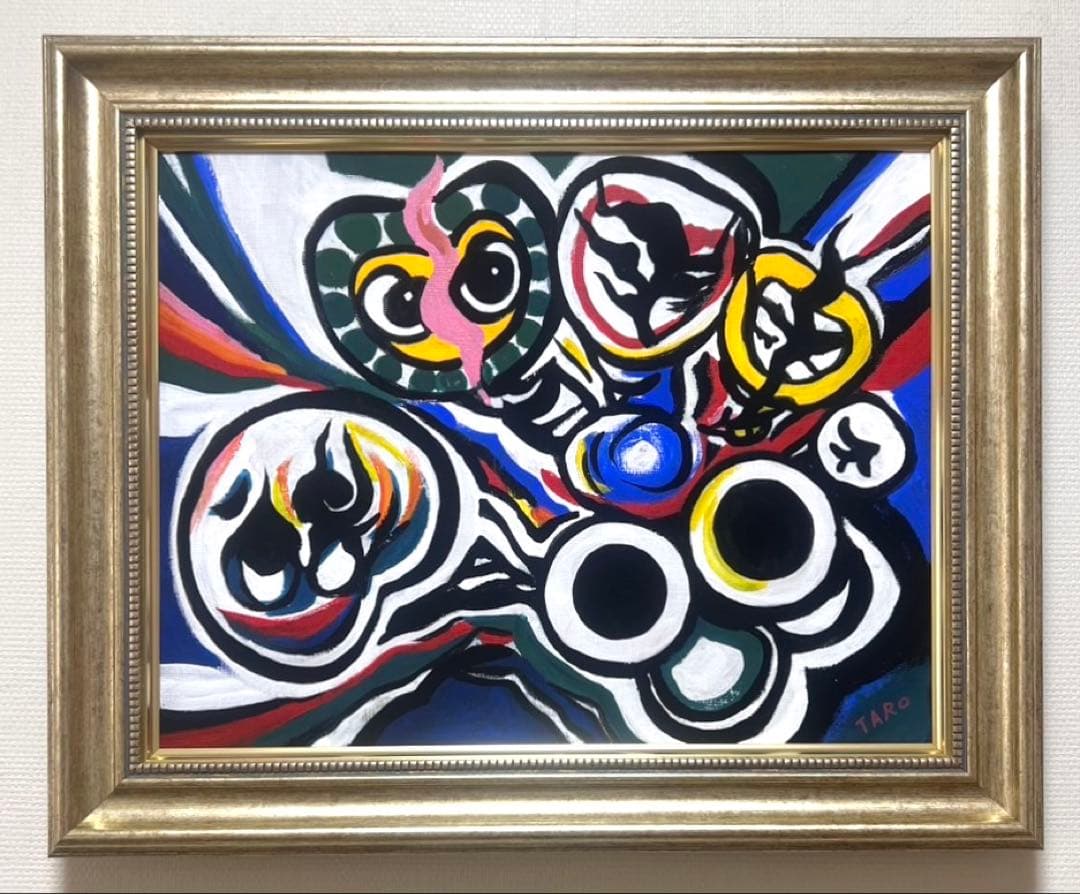 SALE【F6号】藤田嗣治（猫を抱く少女）手描き/表裏サイン有/油彩/裏シール有