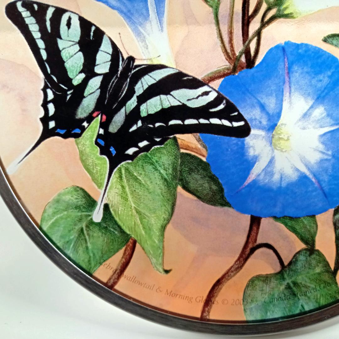 新品 夏・ゼブラアゲハ蝶と朝顔 カナダ・ステンドグラス社　ちょうちょ　あさがお
