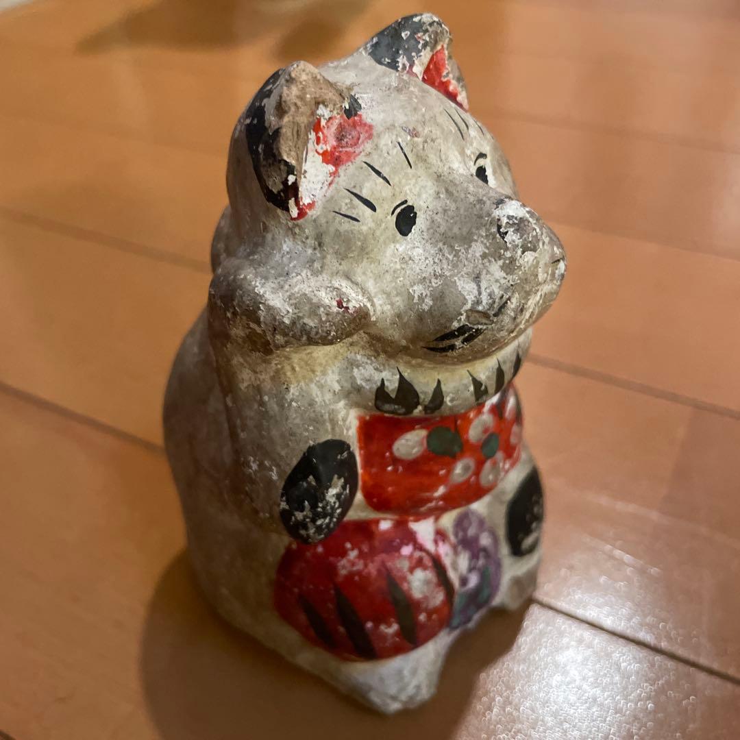 土人形　花巻人形　花巻土人形　猫　招き猫　江戸期