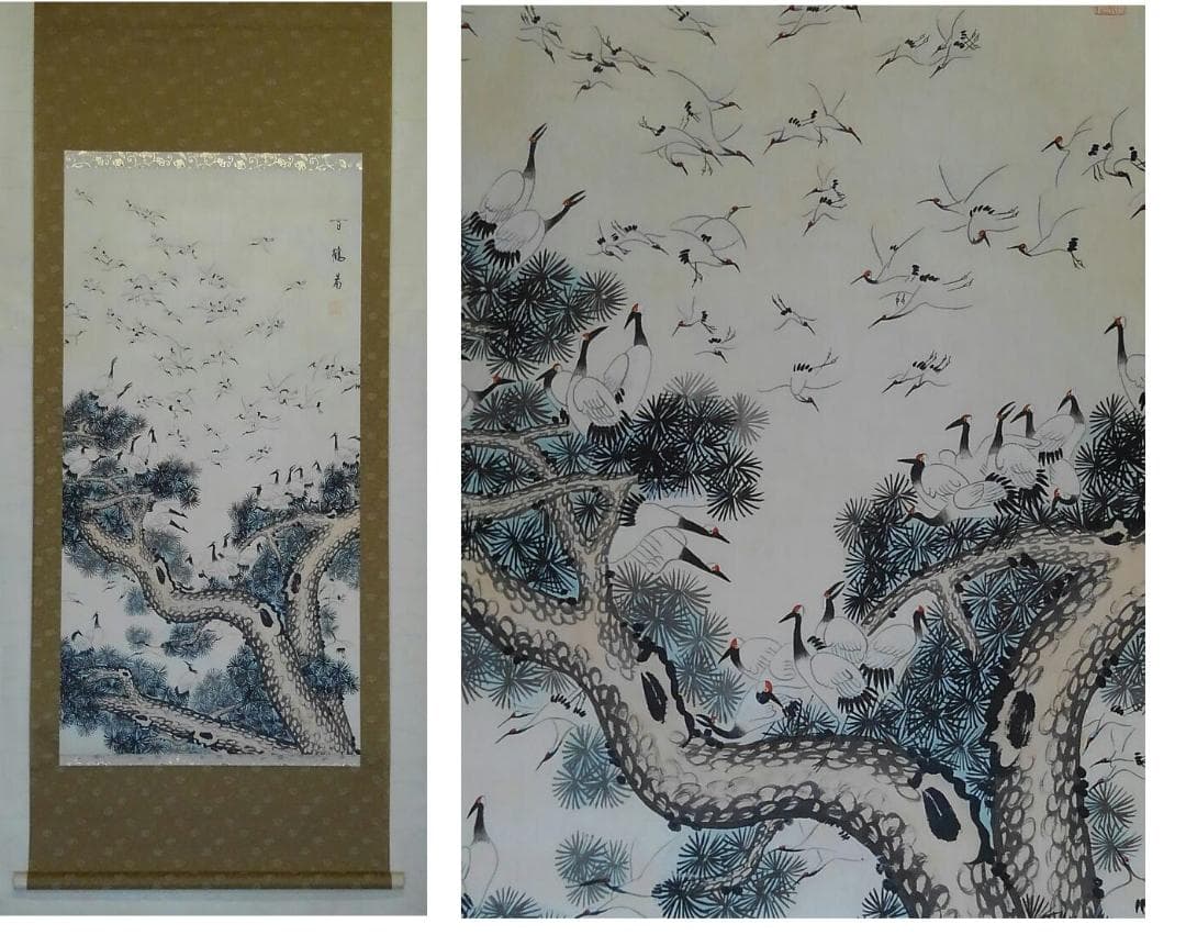 ♥中国　掛軸　百鶴図　掛け軸