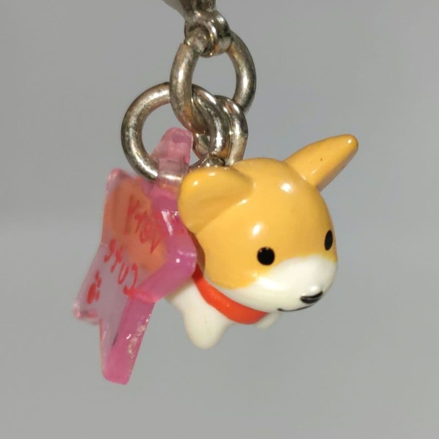 【当時物】わんわんわんこ　ファスナーホルダー　コーギー　チャーム　平成レトロレア