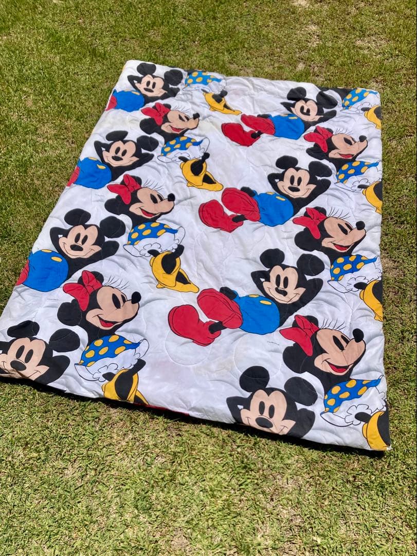 USA ビンテージ ディズニー ミッキーマウス ミニー　ベッドキルト キャンプ