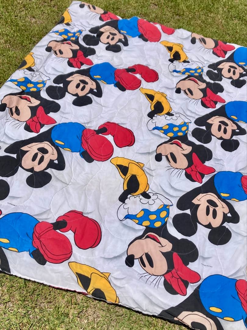 USA ビンテージ ディズニー ミッキーマウス ミニー　ベッドキルト キャンプ