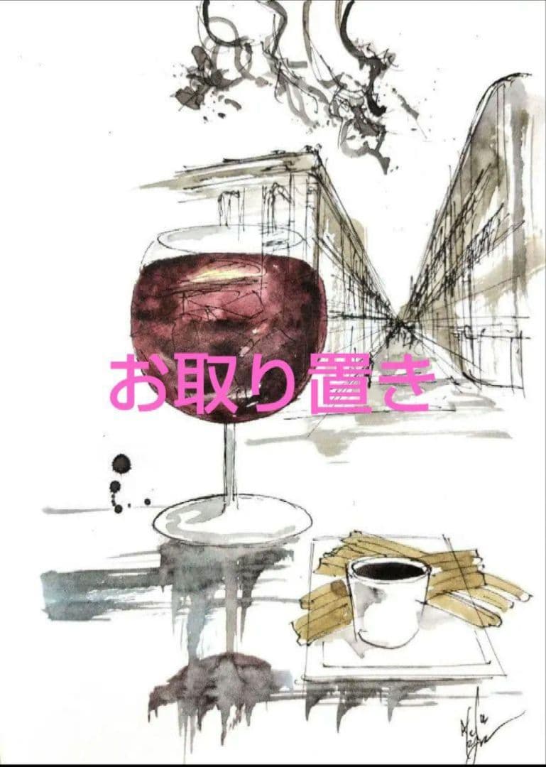 原画#3237 雨　ベネチア　イタリア　水彩画　ドローイング　インテリア　風景画