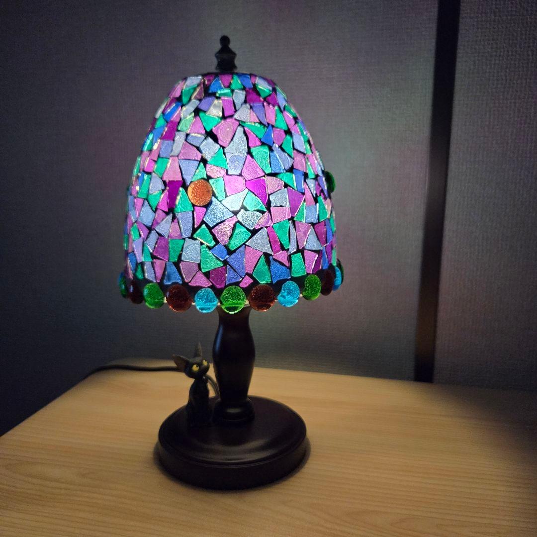 【希少品】魔女の宅急便 モザイクテーブルランプ ジジ ステンドグラス