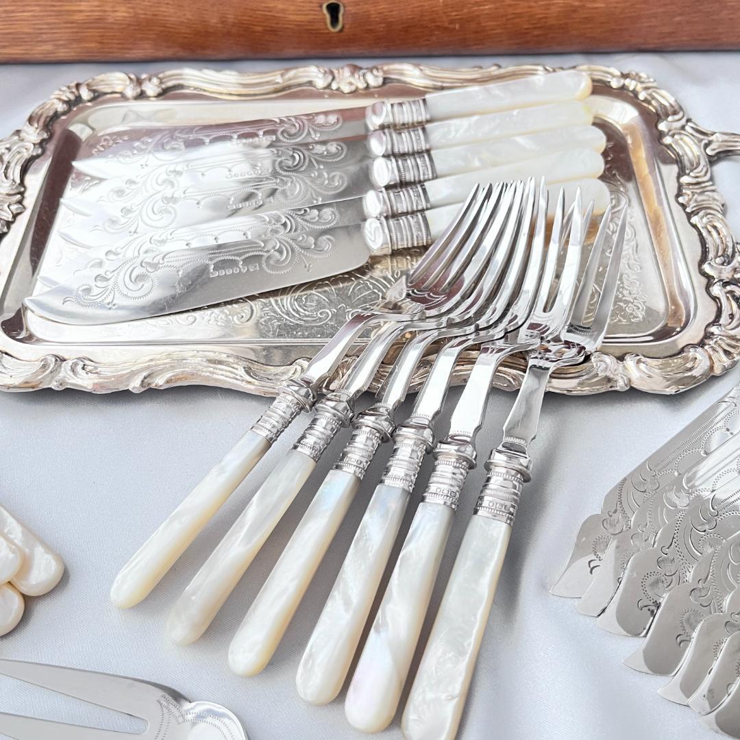 【Walker & Hall】【白蝶貝 / 純銀継手】カトラリーセット サーバー