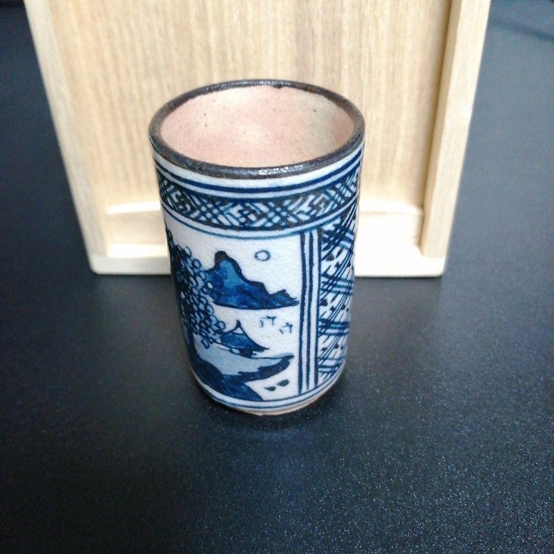 京焼　道八　染付茶巾筒　5.5cm　大正〜昭和中期