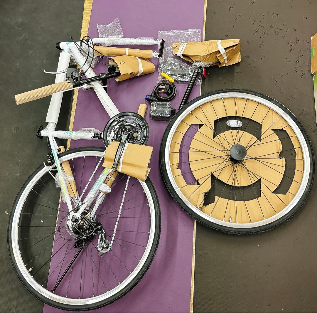 【訳あり】【STAIR】クロスバイク 自転車 シマノ21段変速 鍵付き