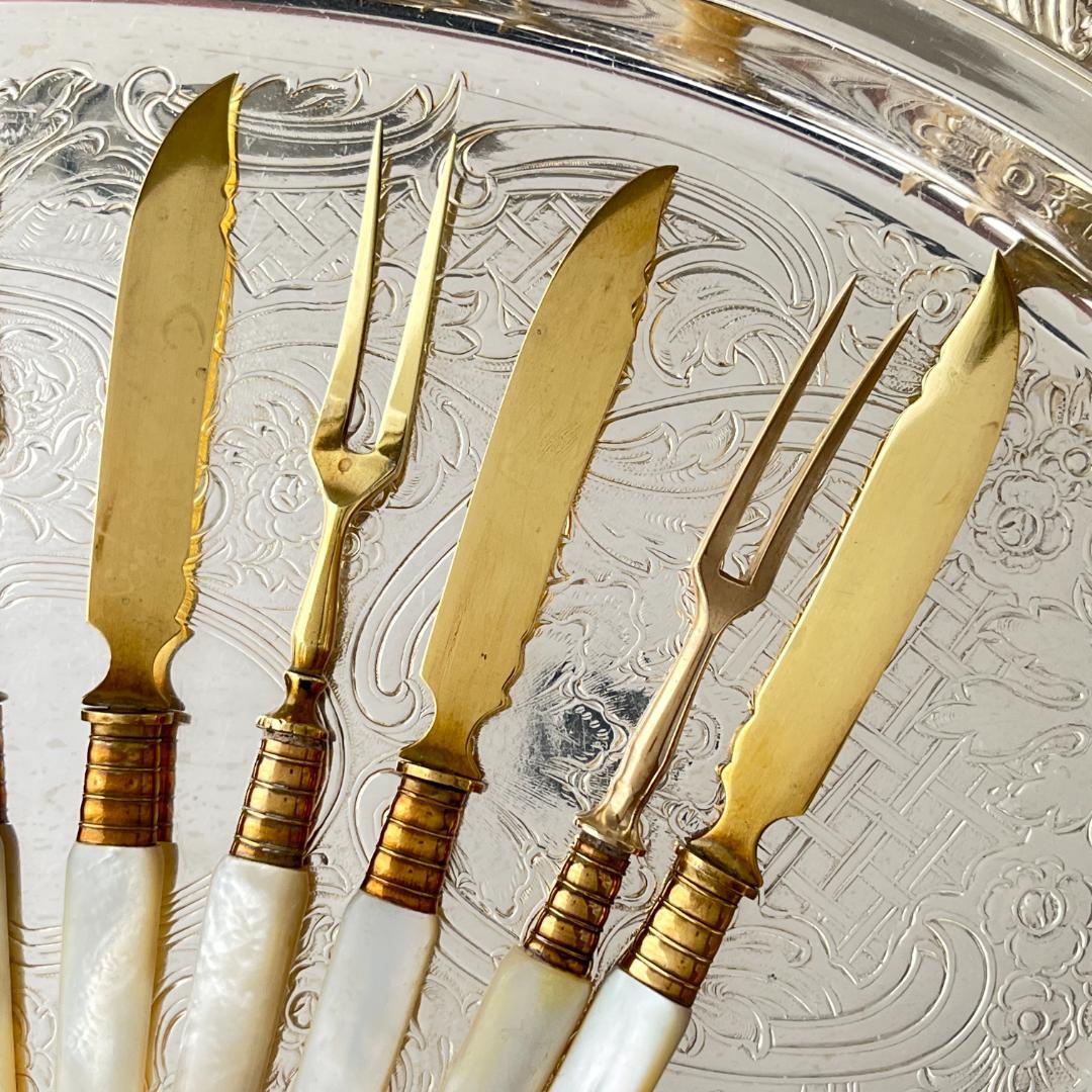 【仏蘭西】【白蝶貝】パストリーセット フォーク / ナイフ 12本