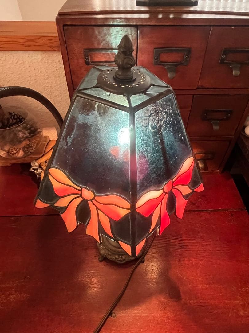 昭和レトロ＜PARAGON＞・ヴィンテージ　ステンドグラス卓上ランプ