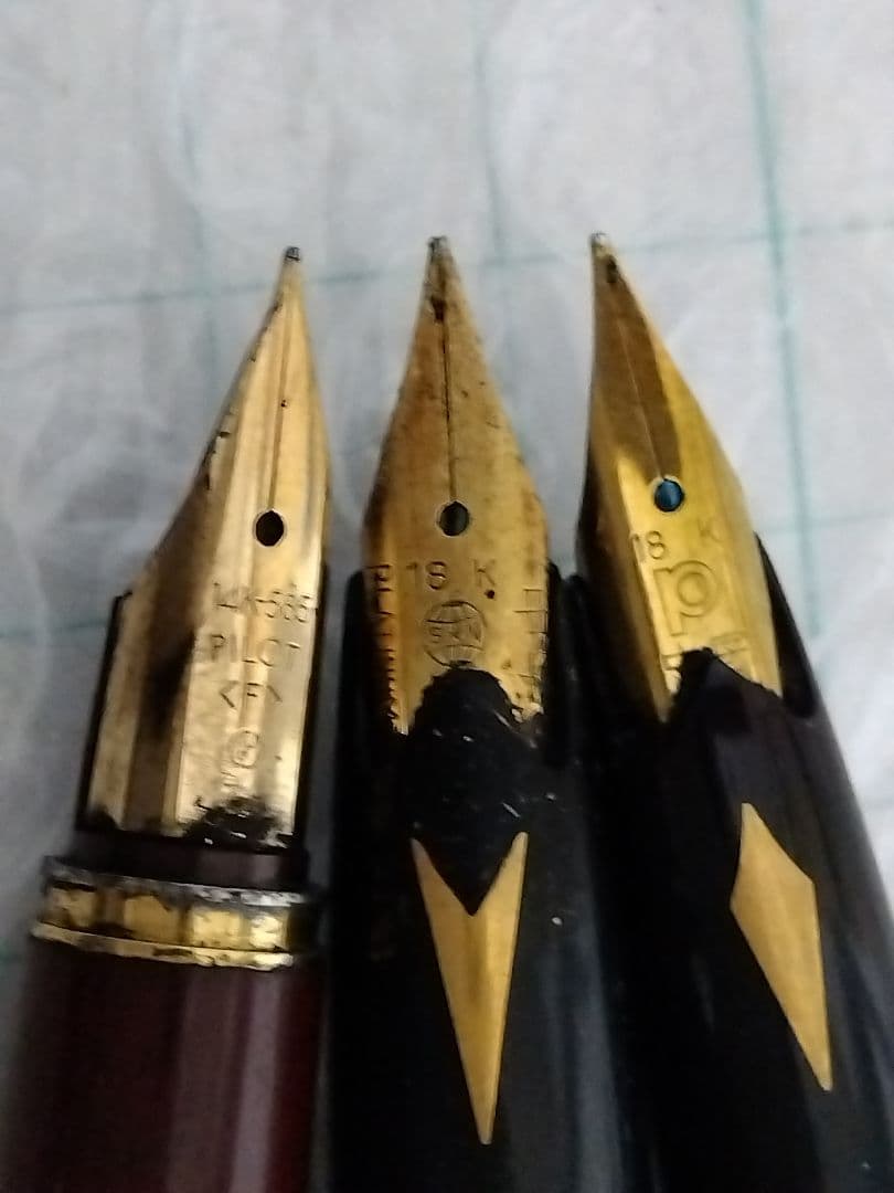 ペン先 14K x 1本、18K x 2本、万年筆　合計３本まとめ売り
