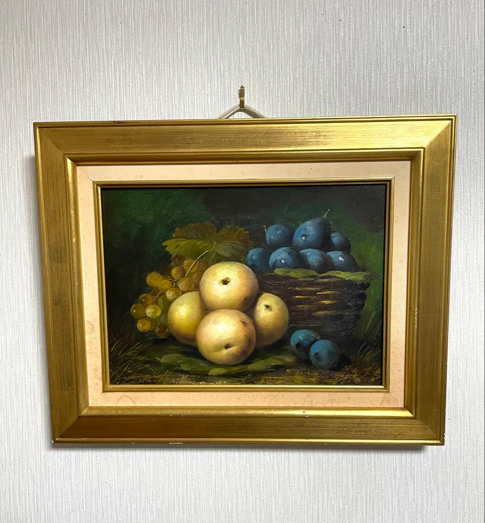 絵画風 油彩画 果物 フルーツ 油彩 額装 絵画 複製画 模造 模写 レプリカ
