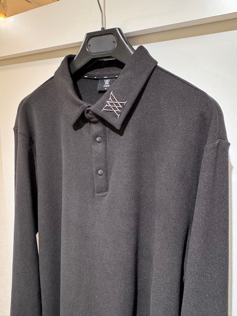 美USED ANEW GOLF メンズ FW袖リブ厚手ストレッチポロ アニュー