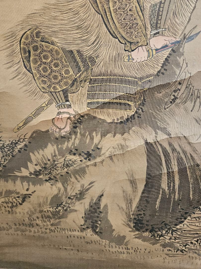 速水松琴 「児島高徳之図」 逆境に屈せぬ忠義の精神 絹本 逸品 掛軸