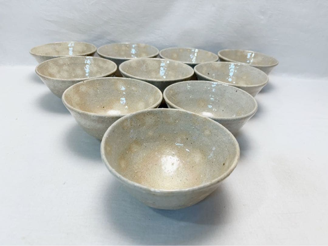 ほぼ未使用 茶道具 萩焼 数茶碗 十客揃 茶器 茶事 茶席 茶会 木箱