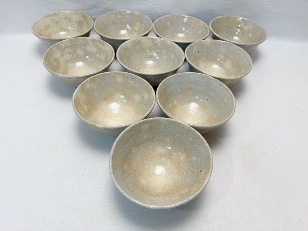 ほぼ未使用 茶道具 萩焼 数茶碗 十客揃 茶器 茶事 茶席 茶会 木箱