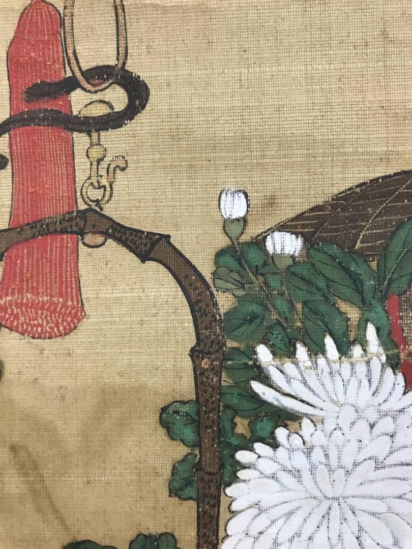 作者不詳/籠花図/花図/掛軸/名家伝来/AC-576