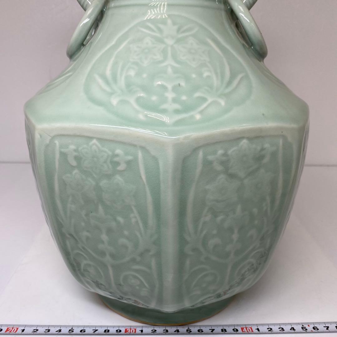 中国　竜泉窯　青磁花瓶　高さ約38㎝　タコヒ　東さ7-0302④