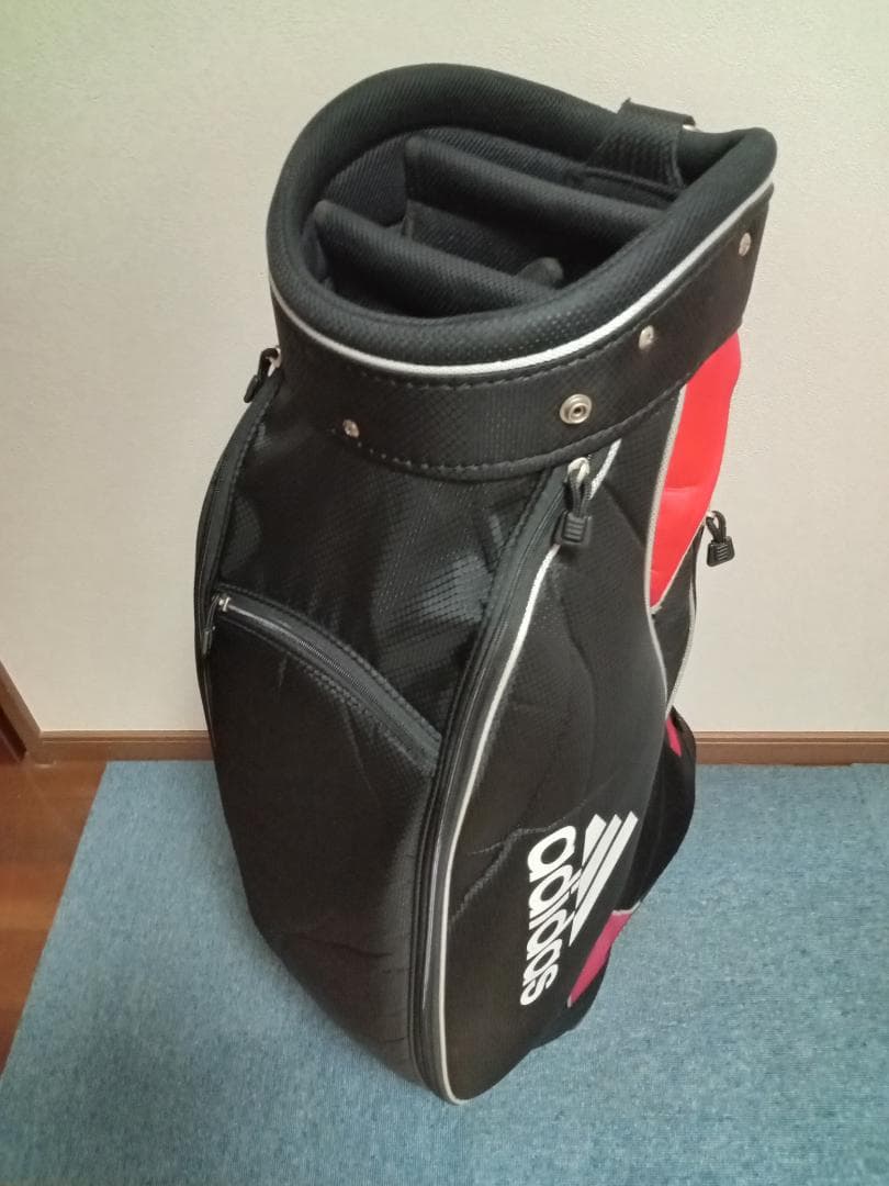 ★美品★adidas★アディダス★軽量ナイロン★キャディバッグ★9型★黒/赤★