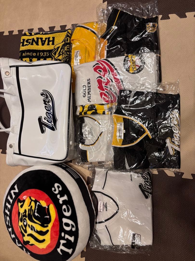 阪神Tigers 応援バッグ ＋応援服5着＋タオル2枚＋クッション＋うちわ