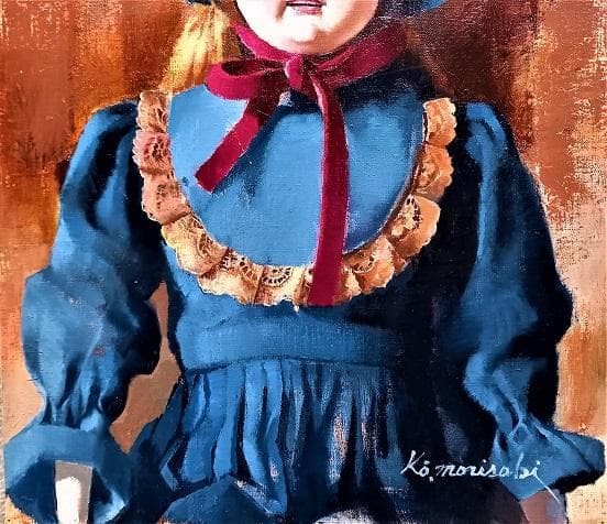 森崎幸　独立美術協会会員　タイトル「アンティークドール」　Ｐ8号　油彩　額装