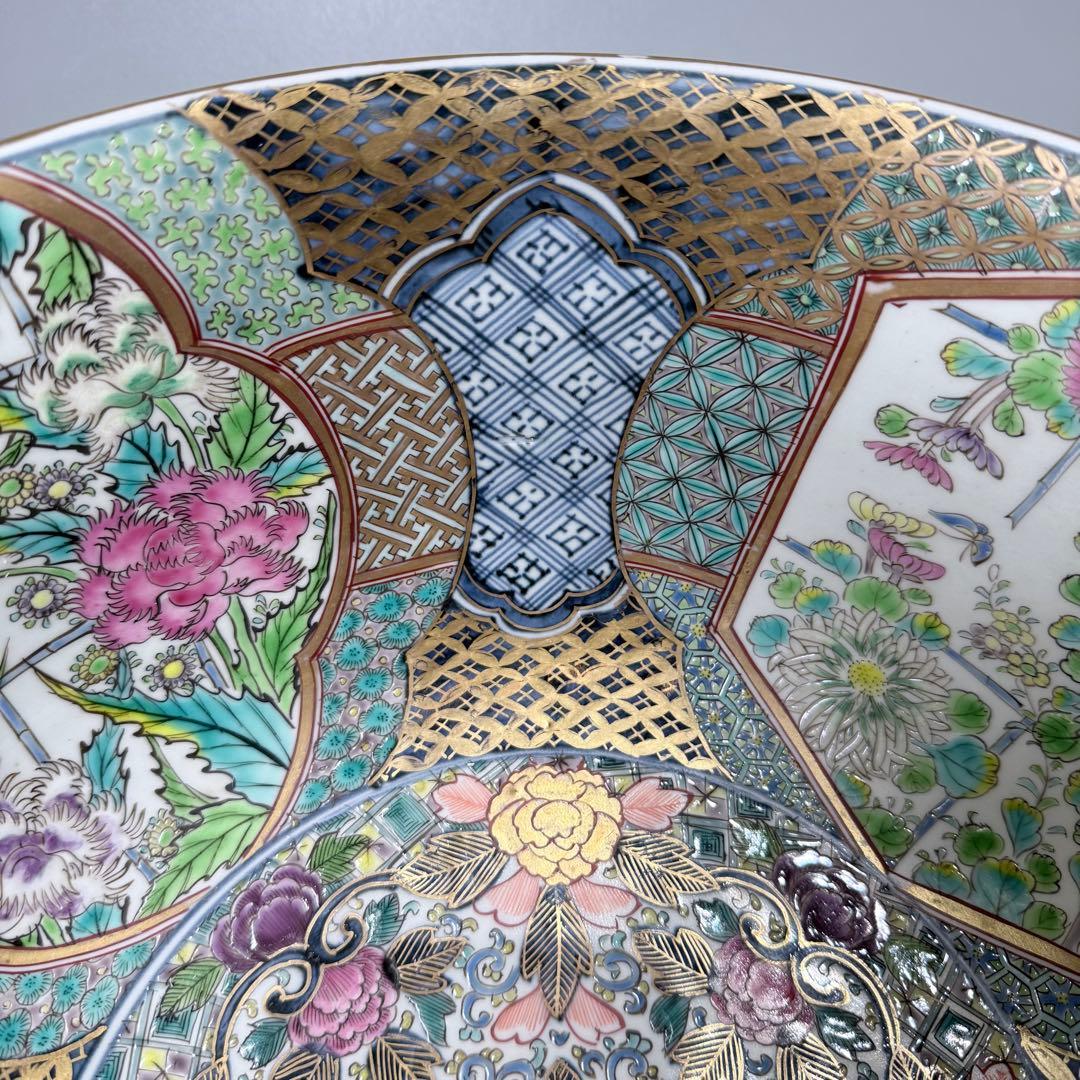 明治〜大正時代　アンティーク有田　極上品　色絵花草文様三ツ揃鉢　箱付　超絶技巧