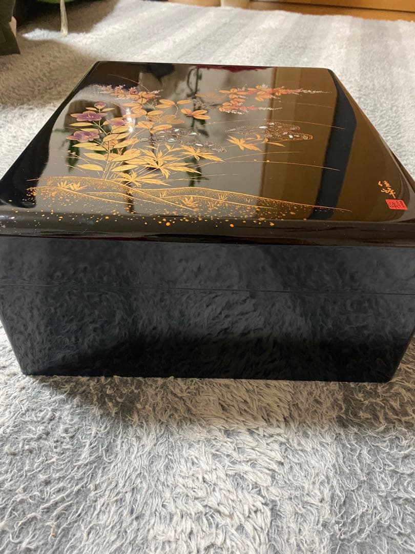 会津塗り漆器 文箱 (大) 金箔装飾