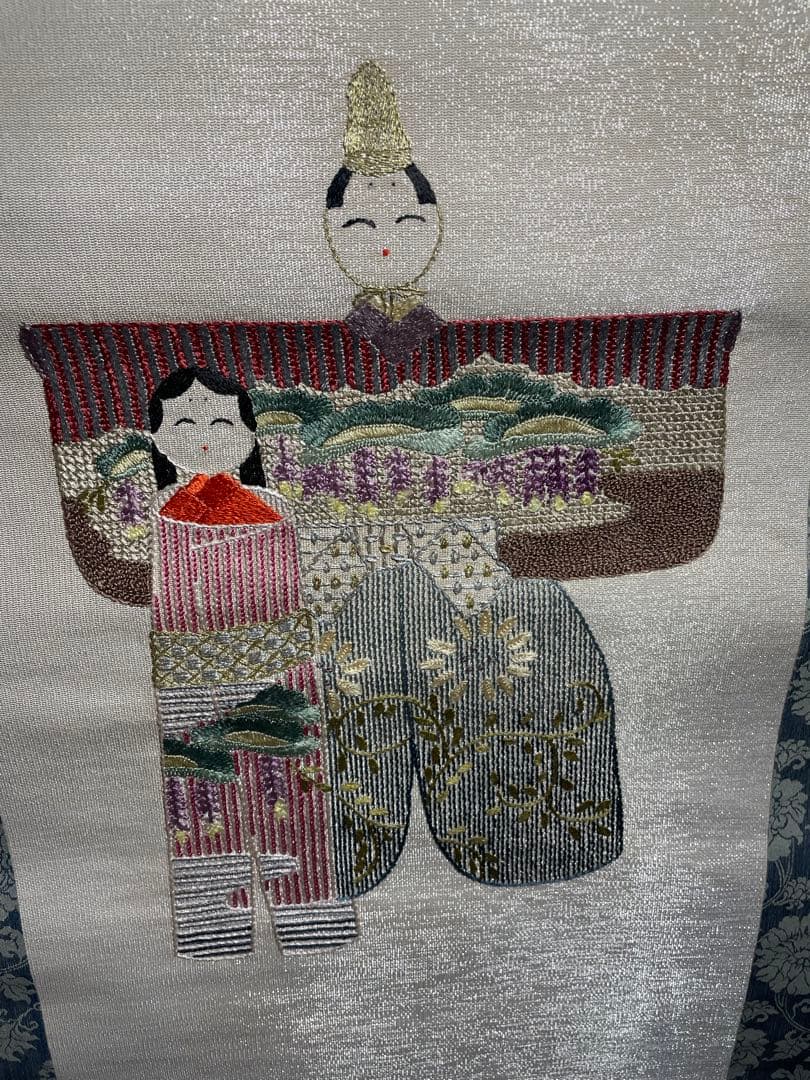 戸塚刺繍 掛け軸 ひな人形 雛人形 アンティーク 刺繍　立雛