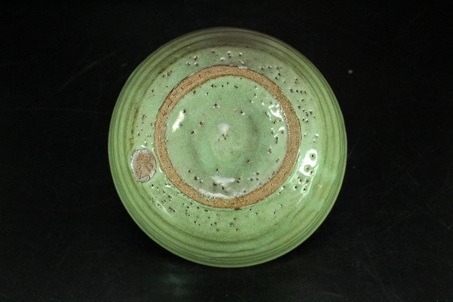 茶道具 原清和作 青井戸 茶碗 美品 共箱(K-YC432)