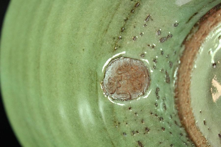 茶道具 原清和作 青井戸 茶碗 美品 共箱(K-YC432)