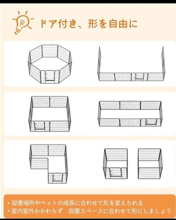 ペットサークル 折り畳み式 カタチ変更可 スチール製　高さ60CM 8枚