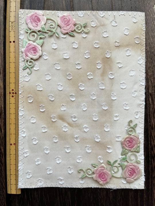 ジャンクジャーナル素材　薔薇【淡赤】　コーヒー染め　エンボスペーパー　コラージュ