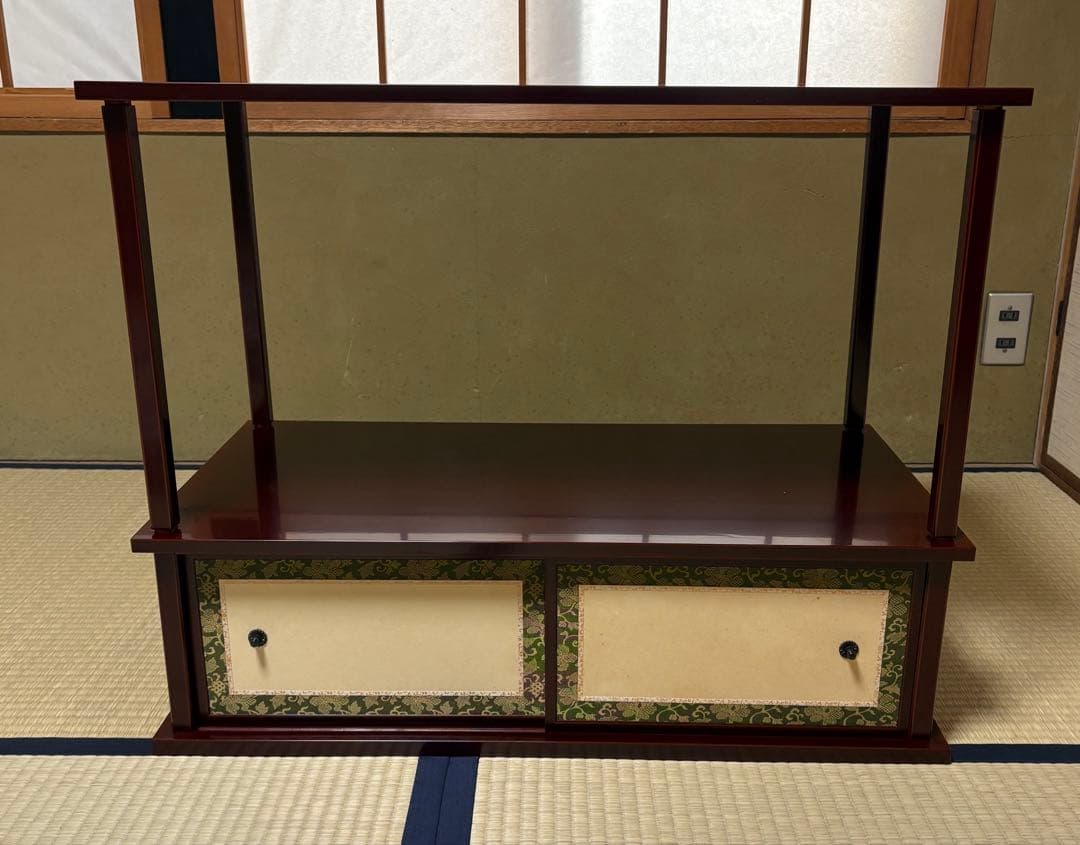 【中古品】平安光入造　組立式　紹鴎棚　平安景雲造　赤絵鳳凰唐草文水指（共箱）