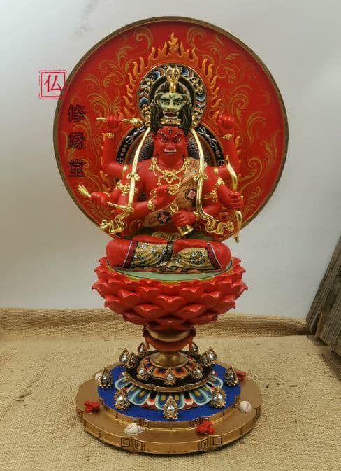 【修縁堂】真言密教 密宗 細工 爱染明王仏像 置物 仏壇 仏像