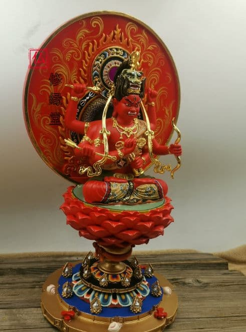 【修縁堂】真言密教 密宗 細工 爱染明王仏像 置物 仏壇 仏像