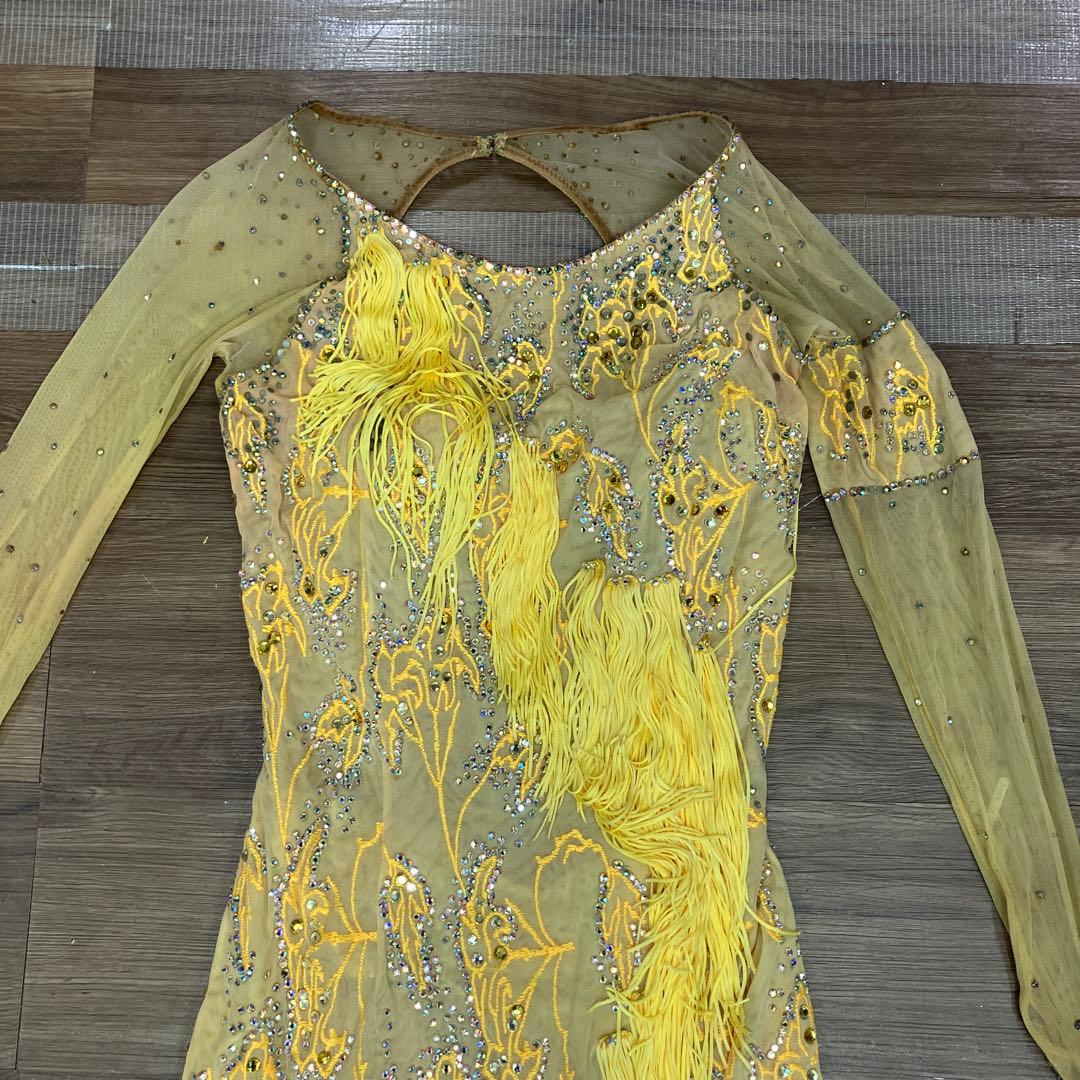 2.3 Choice London 社交ダンス ラテンドレス 黄色 フリンジ