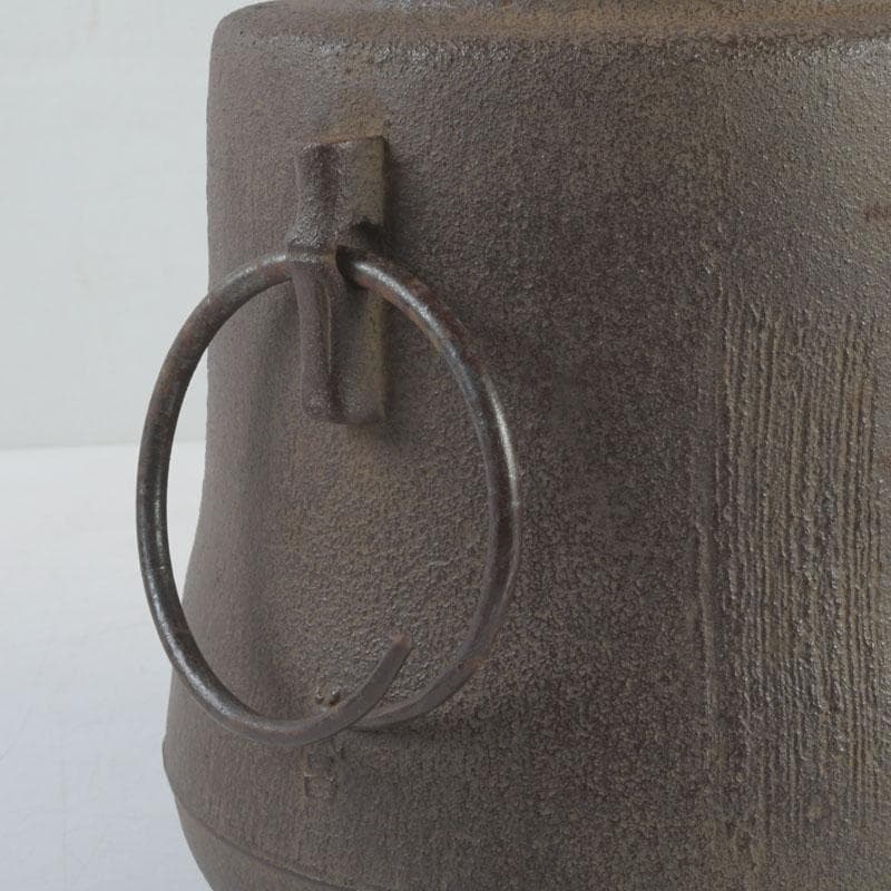 茶道具　釜師　根来茂昌作　刷毛目　風炉釜　胴〆釜　共箱　V　9701A