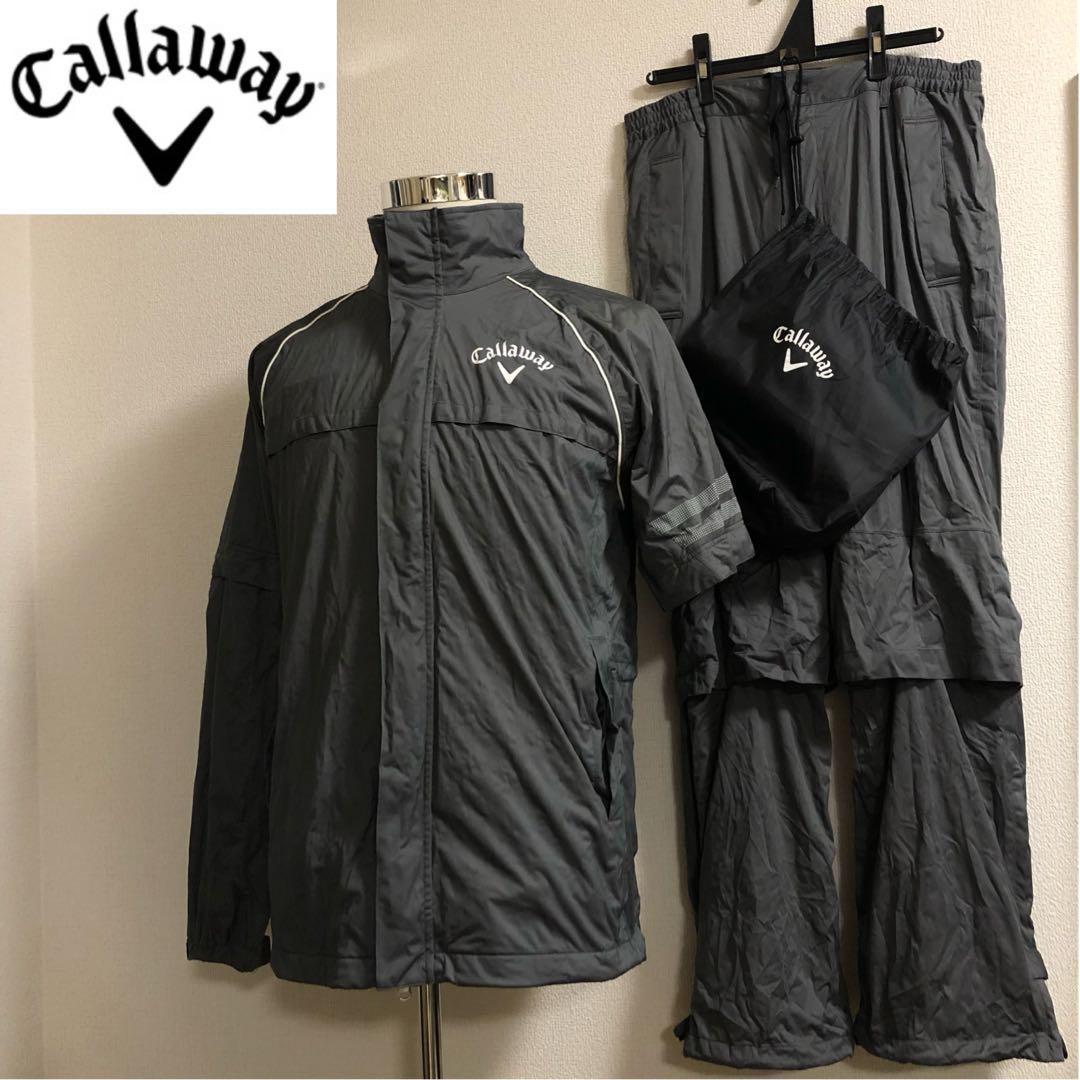 セットアップ キャロウェイ◆ジップ 2way レインウェア◆グレー Lサイズ