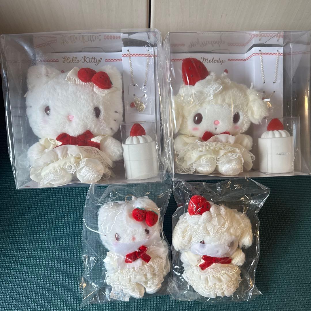 いちごショートケーキ マイメロ　マスコット ぬいぐるみ　ハローキティ　白いちご