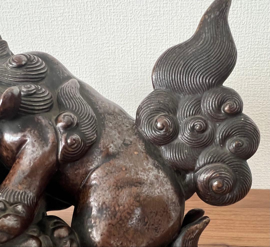 古備前置物 狂獅子像 江戸末期頃 収納木箱有 アンティーク