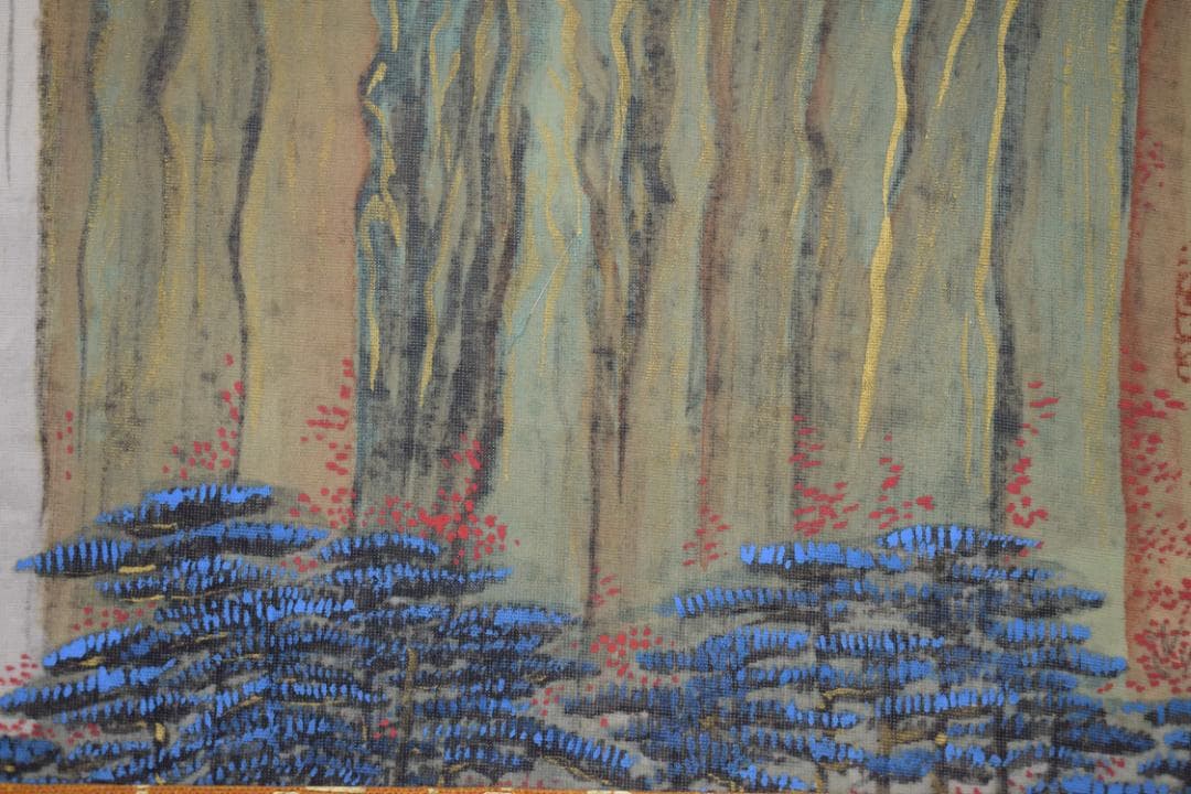 【真作】藤本半田/金剛山青緑山水画賛/掛軸☆宝船☆Y-823　JM